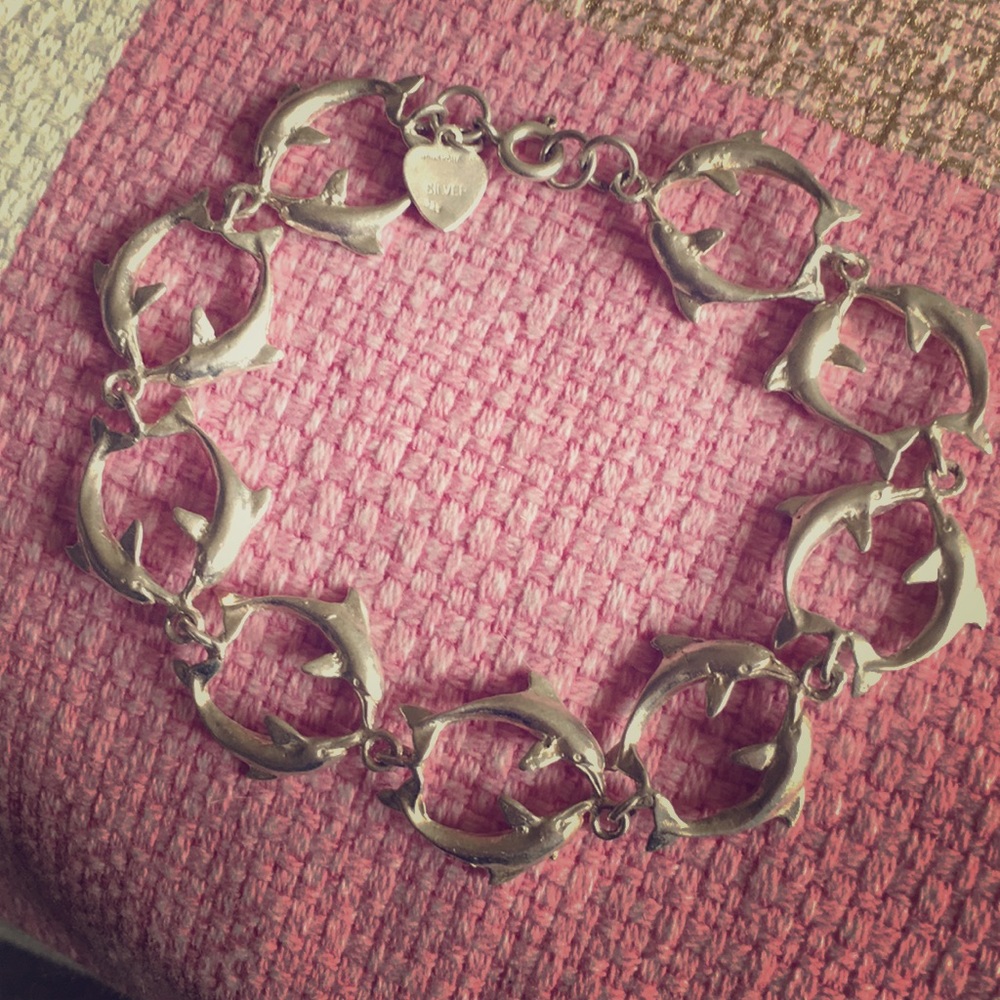 NWOT Anthropologie Dolphin Bracelet Silver Boho